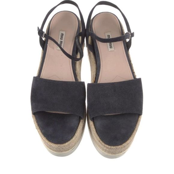 EUC Miu Miu Authentic Platform B&W Sandals w buckle strap - Picture 1 of 6